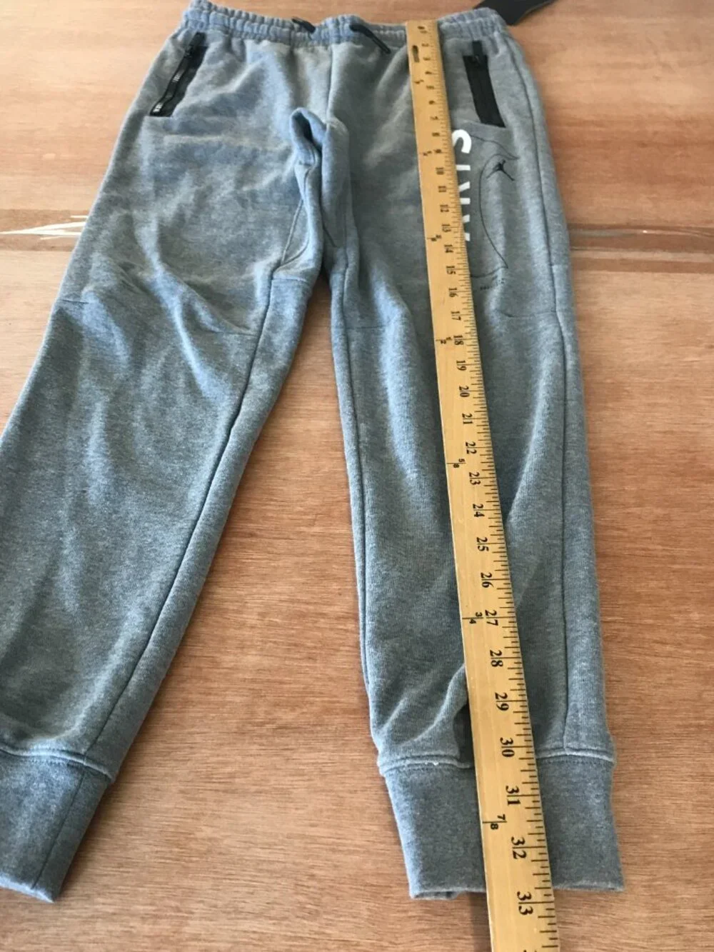 Jordan x Paris Saint Germain French Terry Sweat Pants Boy M Gray Zip Pocket